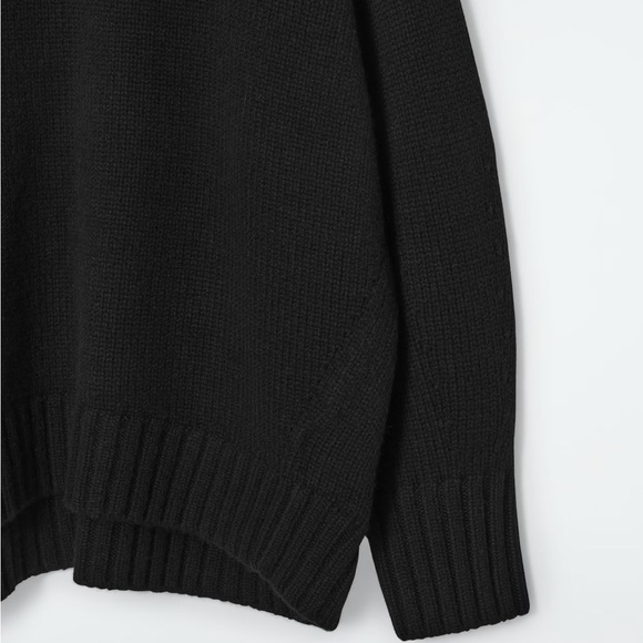 COS Chunky Pure Cashmere Crew Neck Sweater Black Size XS - Picture 6 of 9